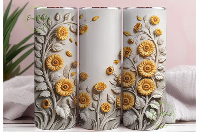 Sunflower Bas-Relief 20oz Tumbler Wrap Sublimation PixelChick 