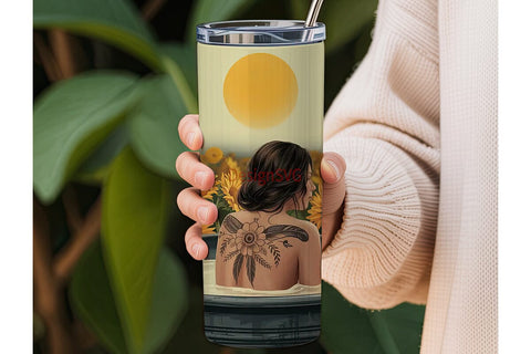Sunflower Bath Tumbler Wrap Sublimation DesignSVG 
