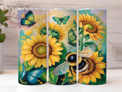 Sunflower Bee Floral 20oz Tumbler, Bee Design, Floral Print, Nature Lover, 20oz Sublimation, PNG Design, Gift Idea Sublimation Lara' s Designs 