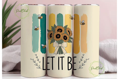 Sunflower Bee Let It Be 20oz Tumbler Sublimation PixelChick 