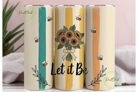 Sunflower Bee Let It Be 20oz Tumbler Sublimation PixelChick 