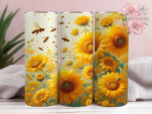 Sunflower Bee Pattern 20oz Tumbler, Bee Design, Seamless Pattern, Nature Print, Cute Style, 20oz Sublimation, PNG Design Sublimation Li Zamperini 