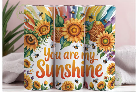 Sunflower Bee Sunshine 20oz Tumbler Wrap Sublimation PixelChick 