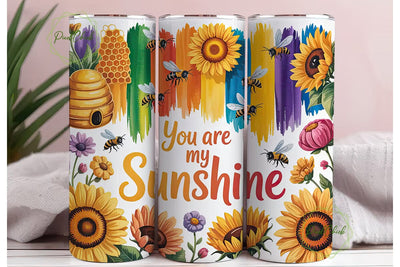 Sunflower Bee Sunshine 20oz Tumbler Wrap Sublimation PixelChick 