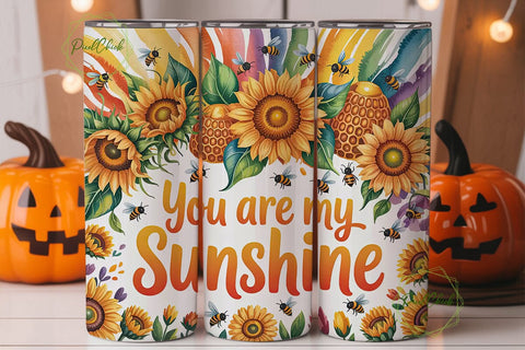 Sunflower Bee Sunshine 20oz Tumbler Wrap Sublimation PixelChick 