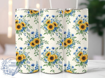 Sunflower Blue Wildflower 20oz Tumbler, Sunflower Blue, Blue Wildflower, Sunflower Tumbler, 20oz Tumbler, Wildflower Tumbler, Floral Tumbler, Tumbler Wrap Sublimation ToriDesigns 