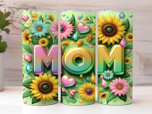 Sunflower Boho Mama Floral Tumbler, Mama Tumbler, Floral Mom Tumbler, Mom Life Gift, Rustic Tumbler, 20oz Sublimation Wrap, Boho Mom Tumbler Sublimation Lara' s Designs 