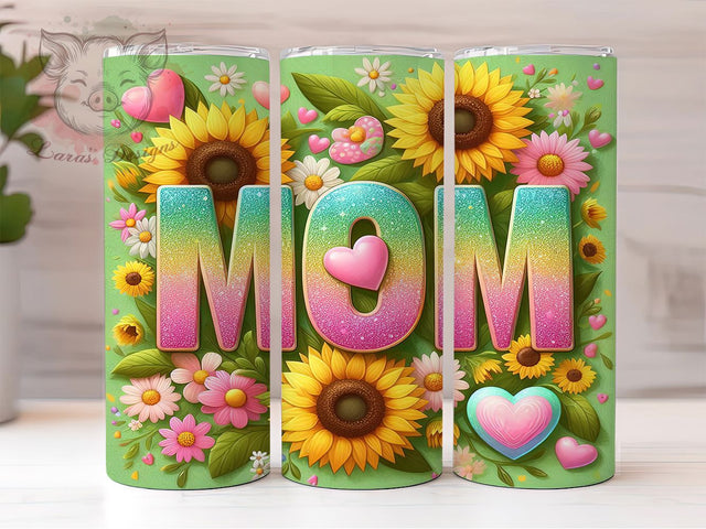 Sunflower Boho Mama Floral Tumbler, Mama Tumbler, Floral Mom Tumbler, Mom Life Gift, Rustic Tumbler, 20oz Sublimation Wrap, Boho Mom Tumbler Sublimation Lara' s Designs 