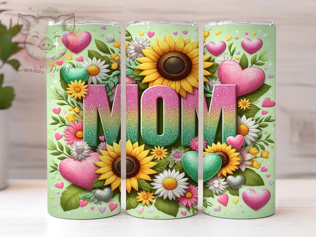 Sunflower Boho Mama Floral Tumbler, Mama Tumbler, Floral Mom Tumbler, Mom Life Gift, Rustic Tumbler, 20oz Sublimation Wrap, Boho Mom Tumbler Sublimation Lara' s Designs 