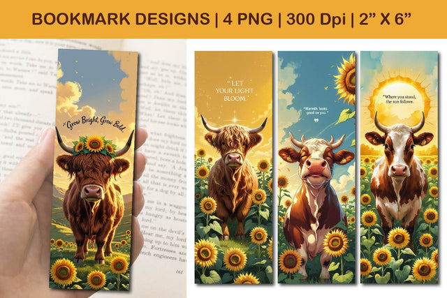 Sunflower bookmark design, cow bookmark design Sublimation Paper Switch 