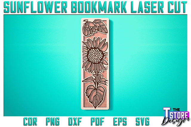 Sunflower Bookmark Laser Cut | Bookmark Laser Cut SVG Design | CNC Files SVG The T Store Design 