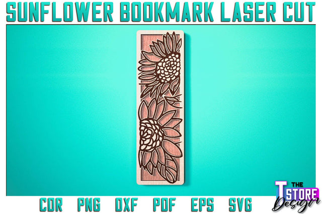 Sunflower Bookmark Laser Cut | Bookmark Laser Cut SVG Design | CNC Files SVG The T Store Design 