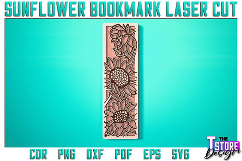 Sunflower Bookmark Laser Cut | Bookmark Laser Cut SVG Design | CNC Files SVG The T Store Design 