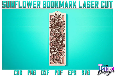 Sunflower Bookmark Laser Cut | Bookmark Laser Cut SVG Design | CNC Files SVG The T Store Design 