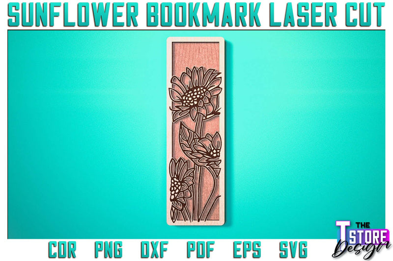 Sunflower Bookmark Laser Cut | Bookmark Laser Cut SVG Design | CNC Files SVG The T Store Design 