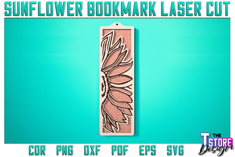 Sunflower Bookmark Laser Cut | Bookmark Laser Cut SVG Design | CNC Files SVG The T Store Design 