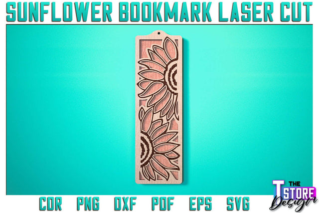 Sunflower Bookmark Laser Cut | Bookmark Laser Cut SVG Design | CNC Files SVG The T Store Design 