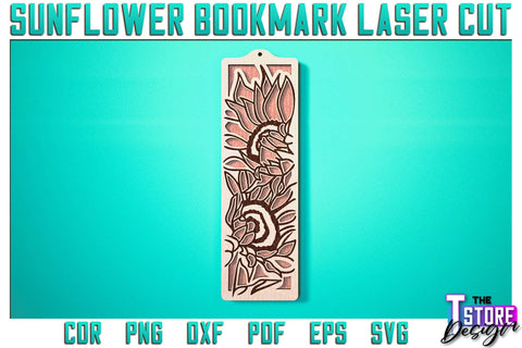 Sunflower Bookmark Laser Cut | Bookmark Laser Cut SVG Design | CNC Files SVG The T Store Design 