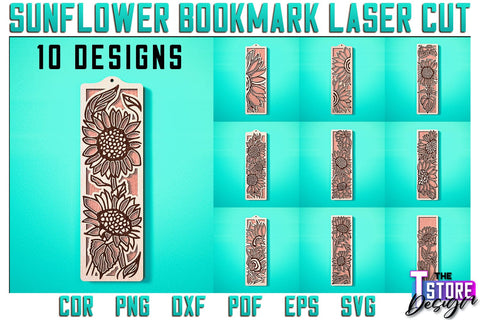 Sunflower Bookmark Laser Cut | Bookmark Laser Cut SVG Design | CNC Files SVG The T Store Design 