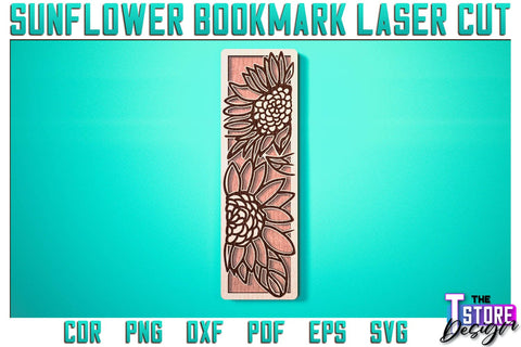 Sunflower Bookmark Laser Cut | Bookmark Laser Cut SVG Design | CNC Files SVG The T Store Design 