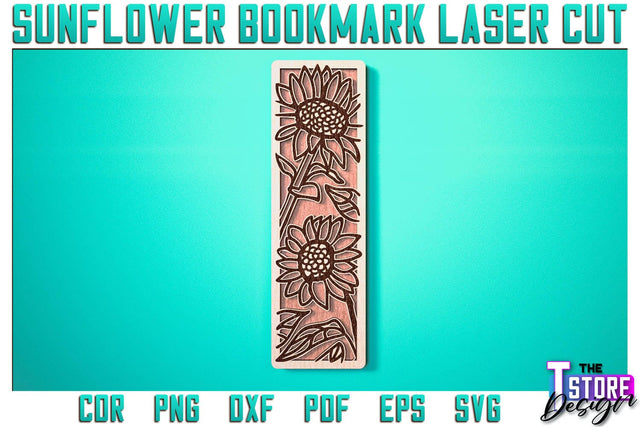 Sunflower Bookmark Laser Cut | Bookmark Laser Cut SVG Design | CNC Files SVG The T Store Design 