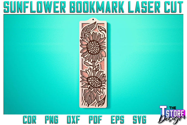 Sunflower Bookmark Laser Cut | Bookmark Laser Cut SVG Design | CNC Files SVG The T Store Design 