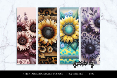 Sunflower Bookmark PNG Bundle | Leopard Print Bookmarks Sublimation BijouBay 