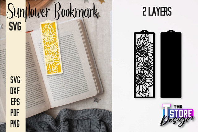 Sunflower Bookmark SVG | Summer Bookmark SVG | Book Lover SVG The T Store Design 