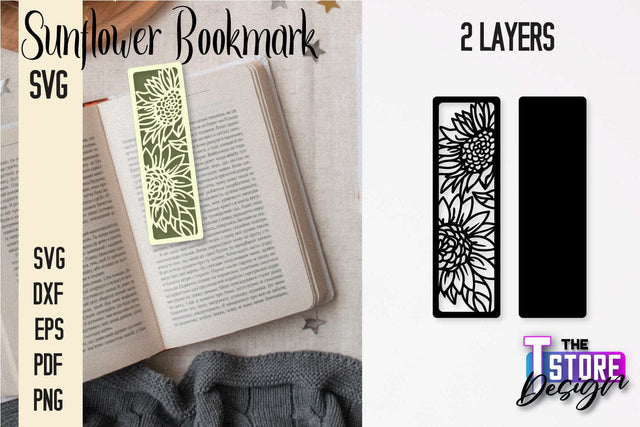 Sunflower Bookmark SVG | Summer Bookmark SVG | Book Lover SVG The T Store Design 