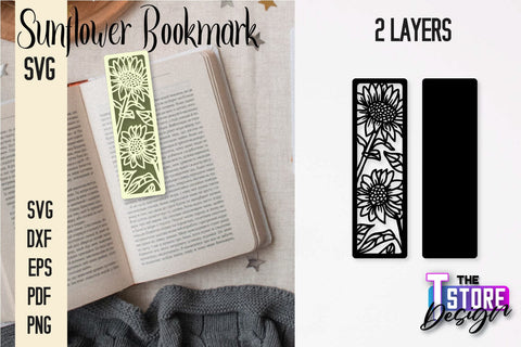 Sunflower Bookmark SVG | Summer Bookmark SVG | Book Lover SVG The T Store Design 