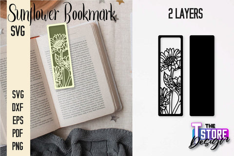 Sunflower Bookmark SVG | Summer Bookmark SVG | Book Lover SVG The T Store Design 