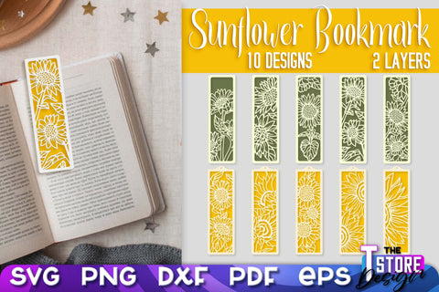 Sunflower Bookmark SVG | Summer Bookmark SVG | Book Lover SVG The T Store Design 