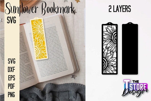 Sunflower Bookmark SVG | Summer Bookmark SVG | Book Lover SVG The T Store Design 