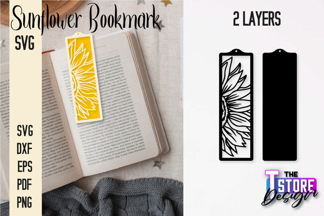Sunflower Bookmark SVG | Summer Bookmark SVG | Book Lover SVG The T Store Design 