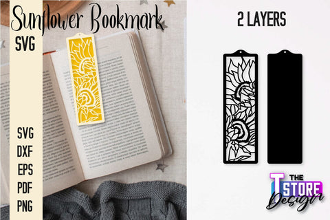 Sunflower Bookmark SVG | Summer Bookmark SVG | Book Lover SVG The T Store Design 
