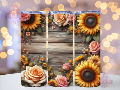 Sunflower Border 20oz Tumbler Wrap Sublimation Design, Straight Tapered Tumbler Wrap, Sunflower Tumbler Png, Instant Digital Download Sublimation SvggirlplusArt 