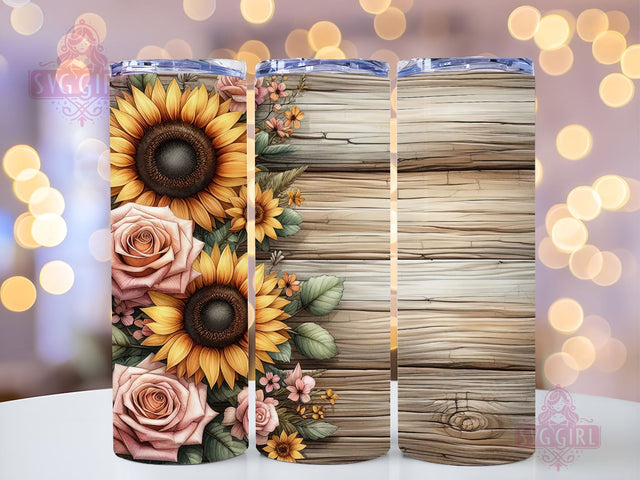 Sunflower Border 20oz Tumbler Wrap Sublimation Design, Straight Tapered Tumbler Wrap, Sunflower Tumbler Png, Instant Digital Download Sublimation SvggirlplusArt 