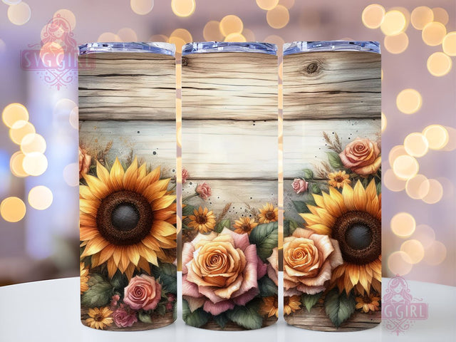 Sunflower Border 20oz Tumbler Wrap Sublimation Design, Straight Tapered Tumbler Wrap, Sunflower Tumbler Png, Instant Digital Download Sublimation SvggirlplusArt 