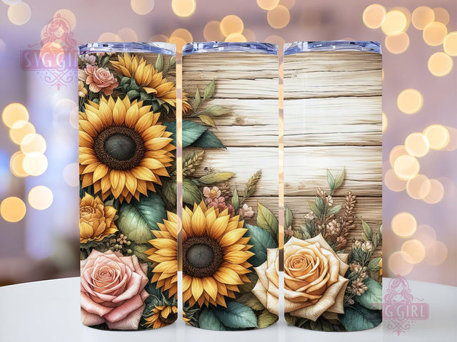 Sunflower Border 20oz Tumbler Wrap Sublimation Design, Straight Tapered Tumbler Wrap, Sunflower Tumbler Png, Instant Digital Download Sublimation SvggirlplusArt 