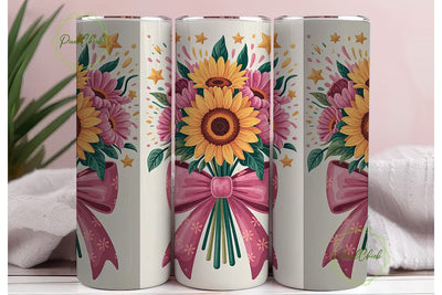 Sunflower Bouquet 20oz Tumbler Wrap Sublimation PixelChick 