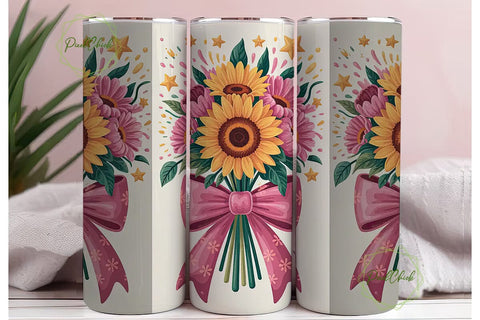 Sunflower Bouquet 20oz Tumbler Wrap Sublimation PixelChick 