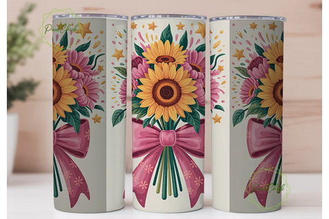 Sunflower Bouquet 20oz Tumbler Wrap Sublimation PixelChick 