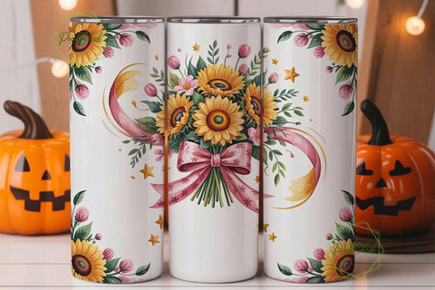 Sunflower Bouquet 20oz Tumbler Wrap Sublimation PixelChick 
