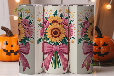 Sunflower Bouquet 20oz Tumbler Wrap Sublimation PixelChick 