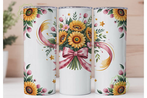 Sunflower Bouquet 20oz Tumbler Wrap Sublimation PixelChick 