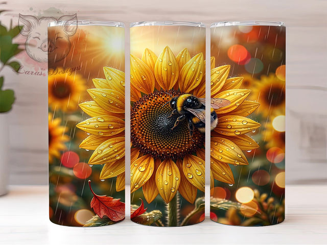 Sunflower Bumblebee 20oz Tumbler, Sunflower Tumbler, Bumblebee Tumbler, Bee Sublimation PNG, Floral Tumbler Wrap, Sunflower PNG Design, Bee Lover Gift, 20Oz Tumbler Wrap Sublimation Lara' s Designs 