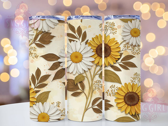 Sunflower Buttercream Floral Tumbler, 20oz Tumbler Sublimation, Rustic Sunflower Design, Vintage Floral Aesthetic, Country Farmhouse Tumbler, Bright Yellow Flower Wrap Sublimation SvggirlplusArt 