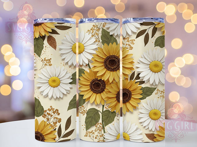 Sunflower Buttercream Floral Tumbler, 20oz Tumbler Sublimation, Rustic Sunflower Design, Vintage Floral Aesthetic, Country Farmhouse Tumbler, Bright Yellow Flower Wrap Sublimation SvggirlplusArt 