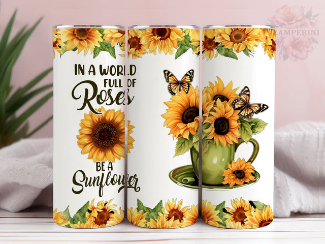 Sunflower Butterfly 20oz Tumbler Wrap PNG, Straight & Tapered Tumbler Wrap, Sunflower Tumbler, Instant Digital Download Sublimation Li Zamperini 