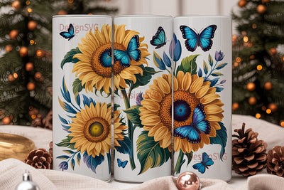 Sunflower Butterfly 20oz Tumbler Wrap Sublimation DesignSVG 